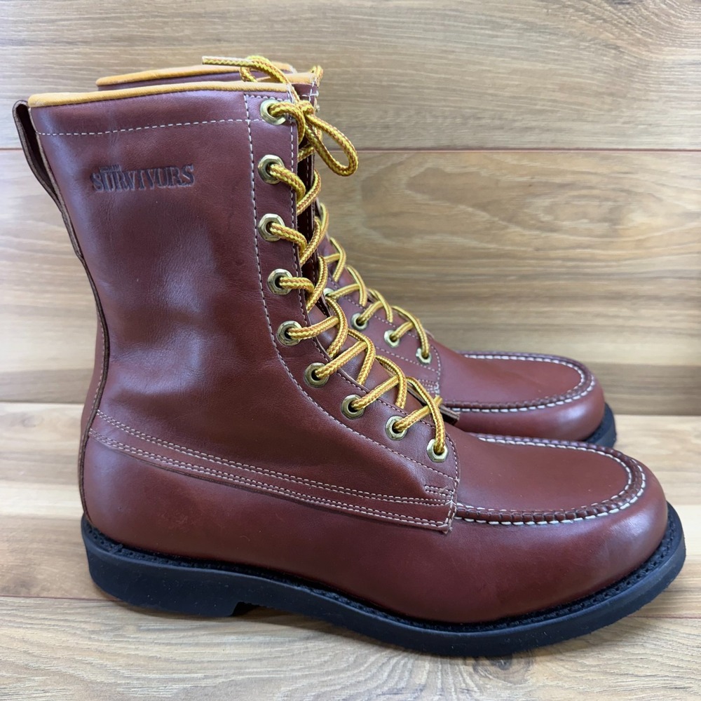 Herman Survivors Vintage 1970's Moc Toe Boots Mens 9 R Reddish Brown Work 7192